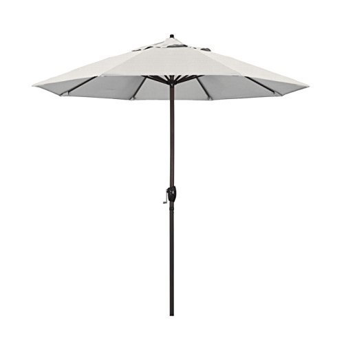 California Umbrella 9' Round Aluminum Market Umbrella, Crank Lift, Auto Tilt, Bronze Pole, Woven Granite Olefin