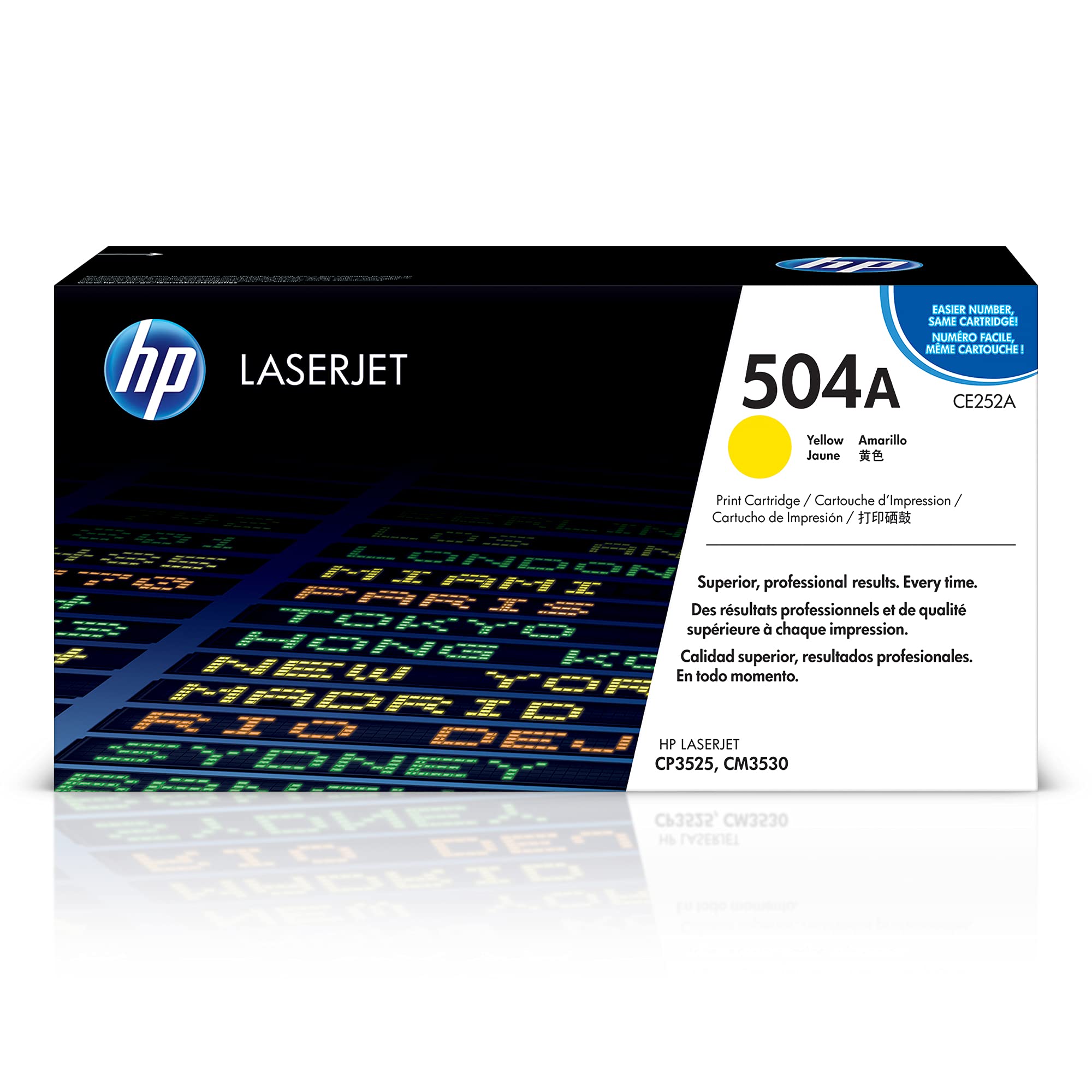 HP Original  504A Yellow Toner Cartridge | Works with  Color LaserJet CM3530, CP3525 Series | CE252A