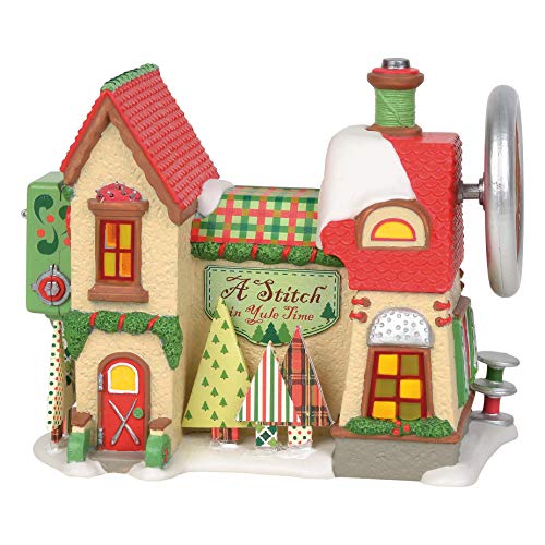 Department 56 North Pole Village A Stitch in Yule Time Animated Lit Building, 6.38 Inch, Multicolor