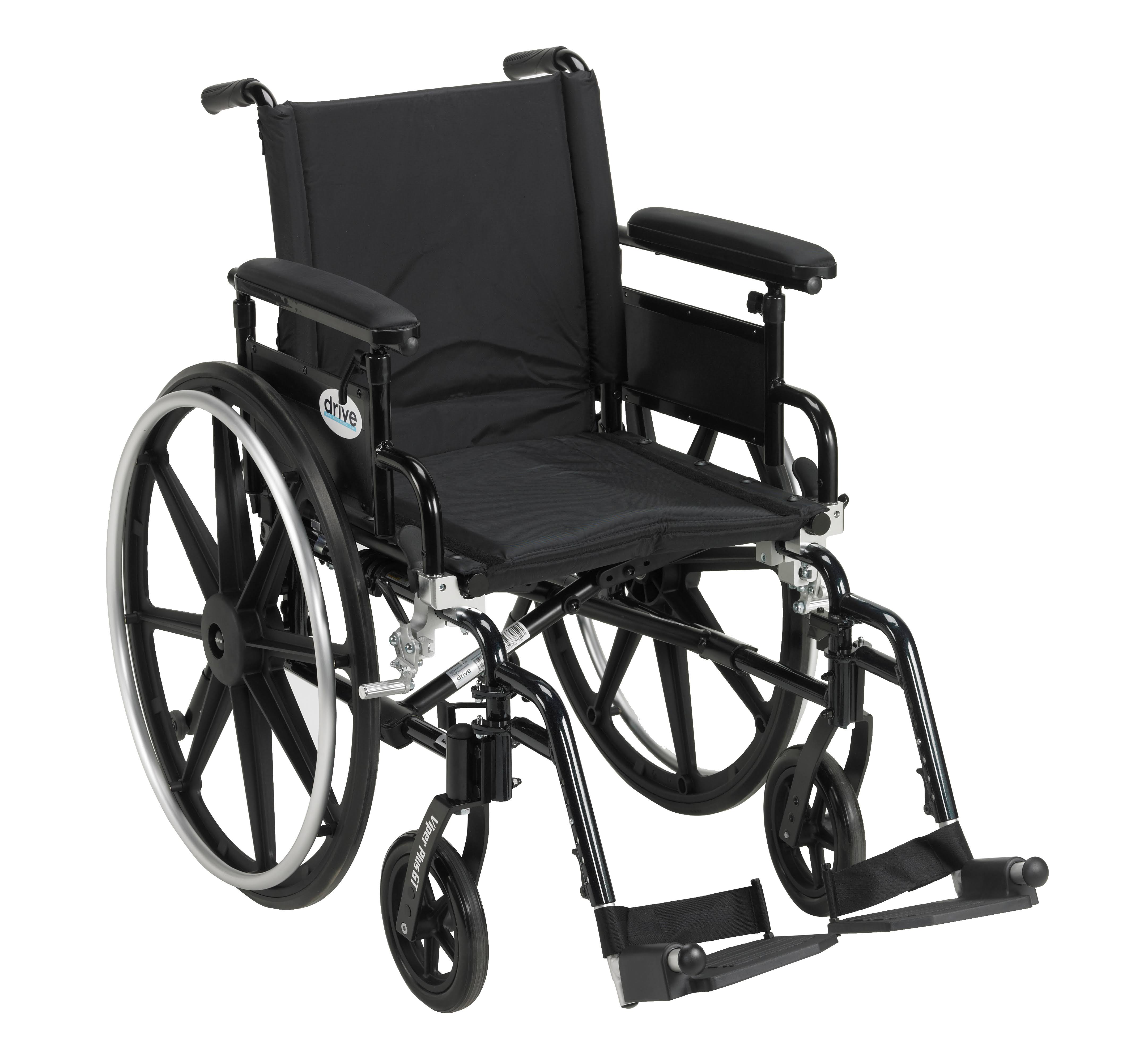 Drive Medical Viper Plus GT Wheelchair with Flip Back Removable Adjustable Full Arms, Swing away Footrests, 18