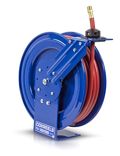Coxreels P-LP-450 Retractable Air/Water Low-Pressure Hose Reel, P Series, ½? x 50? - Easy-to-Use Compact Design- Heavy-Duty Steel Construction, Made in the USA