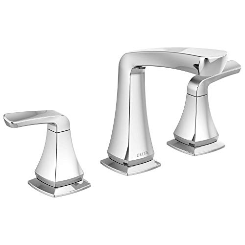 Delta Faucet Vesna Widespread Bathroom Faucet Chrome, Bathroom Faucet 3 Hole, Bathroom Sink Faucet, Drain Assembly, Worry-Free Drain Catch, Chrome 35789LF