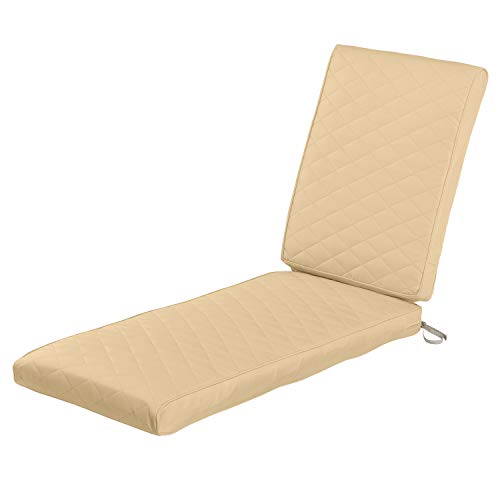Classic Accessories Montlake Water-Resistant 72 x 21 x 3 Inch Rectangle Patio Quilted Chaise Lounge Cushion, Chamomile