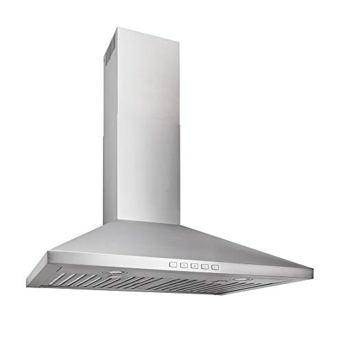 Broan-NuTone BWP2304SS 30-inch Wall-Mount Convertible Chimney-Style Pyramidal Range Hood with 3-Speed Exhaust Fan and Light, 450 Max Blower CFM, Stainless Steel