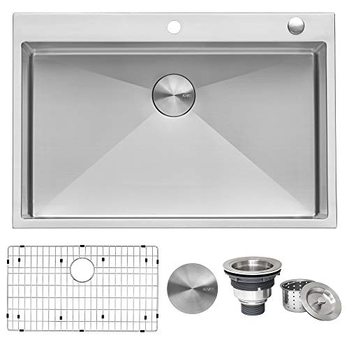 Ruvati 33 x 22 inch Drop-in Tight Radius 16 Gauge Stainless Steel Topmount Kitchen Sink Single Bowl - RVH8005