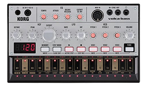 Korg Volca Bass Analog Bass Synth and Sequencer Bundle with Batteries, Headphones, and Polishing Cloth