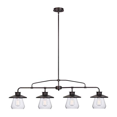 Globe Electric 65382 Nate 4-Light Pendant, Oil Rubbed Bronze, Clear Glass Shades, 45