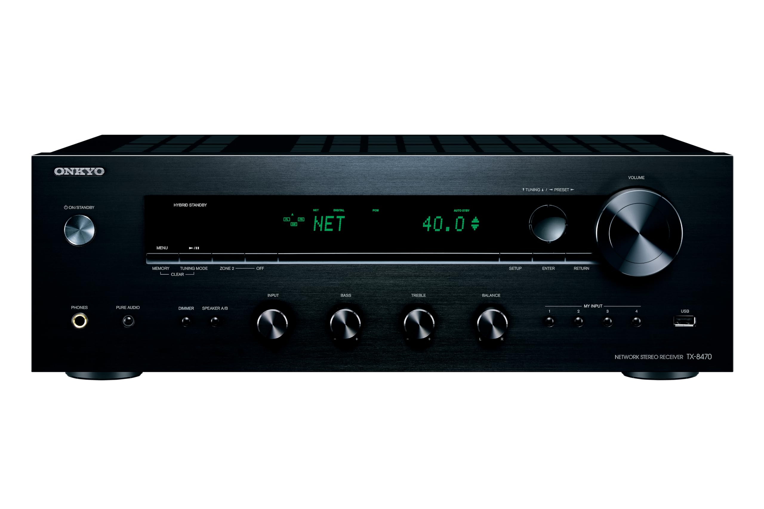 Onkyo TX-8470 2 Channel Stereo Receiver with Wi-Fi, Bluetooth, Phono, Hi-Res Audio and Roon Ready