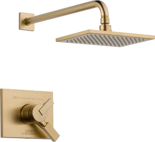 Delta Faucet Vero 17 Series Dual-Function Shower Trim Kit with Single-Spray Touch-Clean Rain Shower Head, Champagne Bronze T17253-CZ (Valve Not Included),15.28 x 7.09 x 15.28 Inch