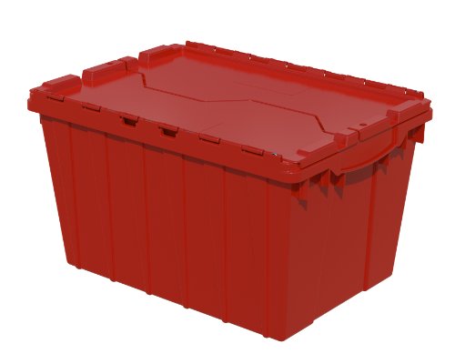 Akro-Mils 39120 Industrial Plastic Storage Tote with Hinged Attached Lid, (21-Inch L by 15-Inch W by 12-Inch H), Red, (6-Pack)