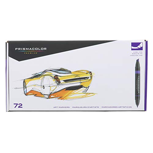 Prismacolor 3722 Premier Double-Ended Art Markers, Fine and Chisel Tip, 72-Count
