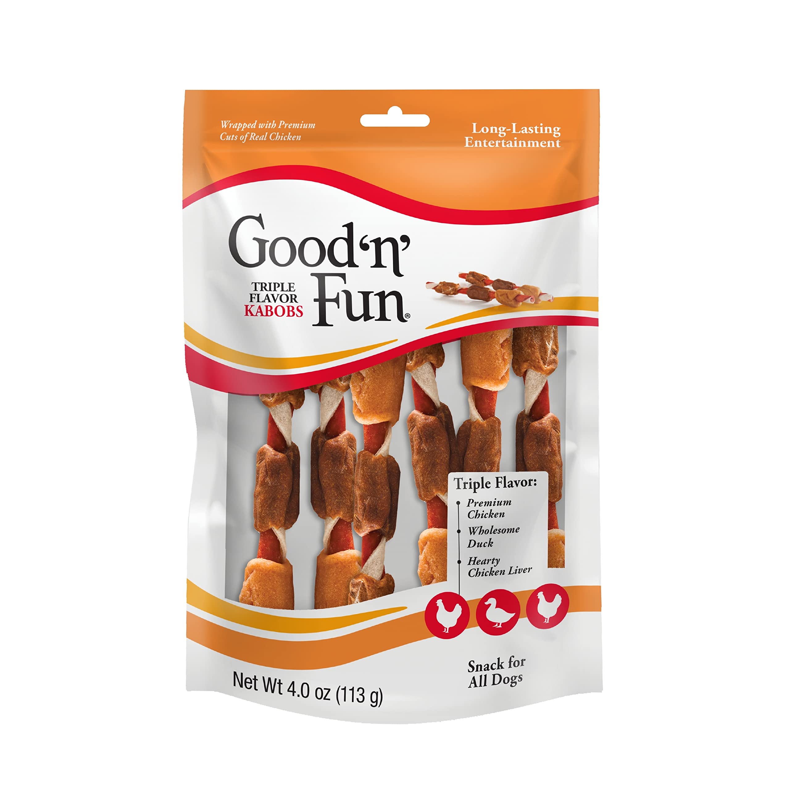 Good'n'Fun Triple Flavored Rawhide Kabobs for Dogs, Treat Your Dog