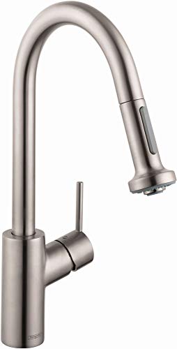 Hansgrohe Talis S² Easy Install 1-Handle 16-inch Tall Stainless Steel Kitchen Faucet with Pull Down Sprayer with Quick Clean Magnetic Docking Spray Head in Stainless Steel Optic, 14877801