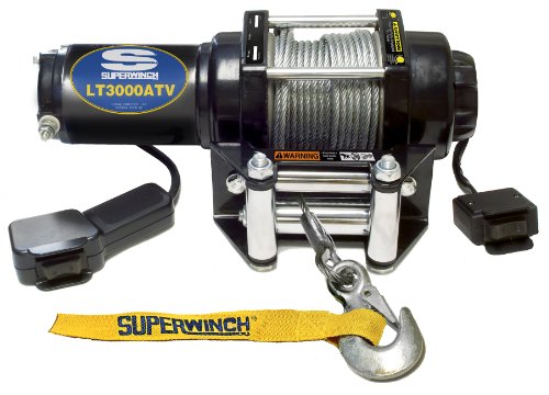 Superwinch 1130220 LT3000ATV 12 VDC Winch 3,000lbs/1360kg with Roller Fairlead, Mount Plate, Handlebar Rocker Switch, and Handheld Remote