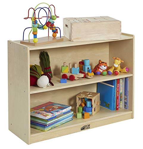 ECR4Kids Birch 2 Shelf Storage Cabinet with Back, Wood Book Shelf Organizer/Toy Storage for Kids, Natural, Model Number: ELR-0450