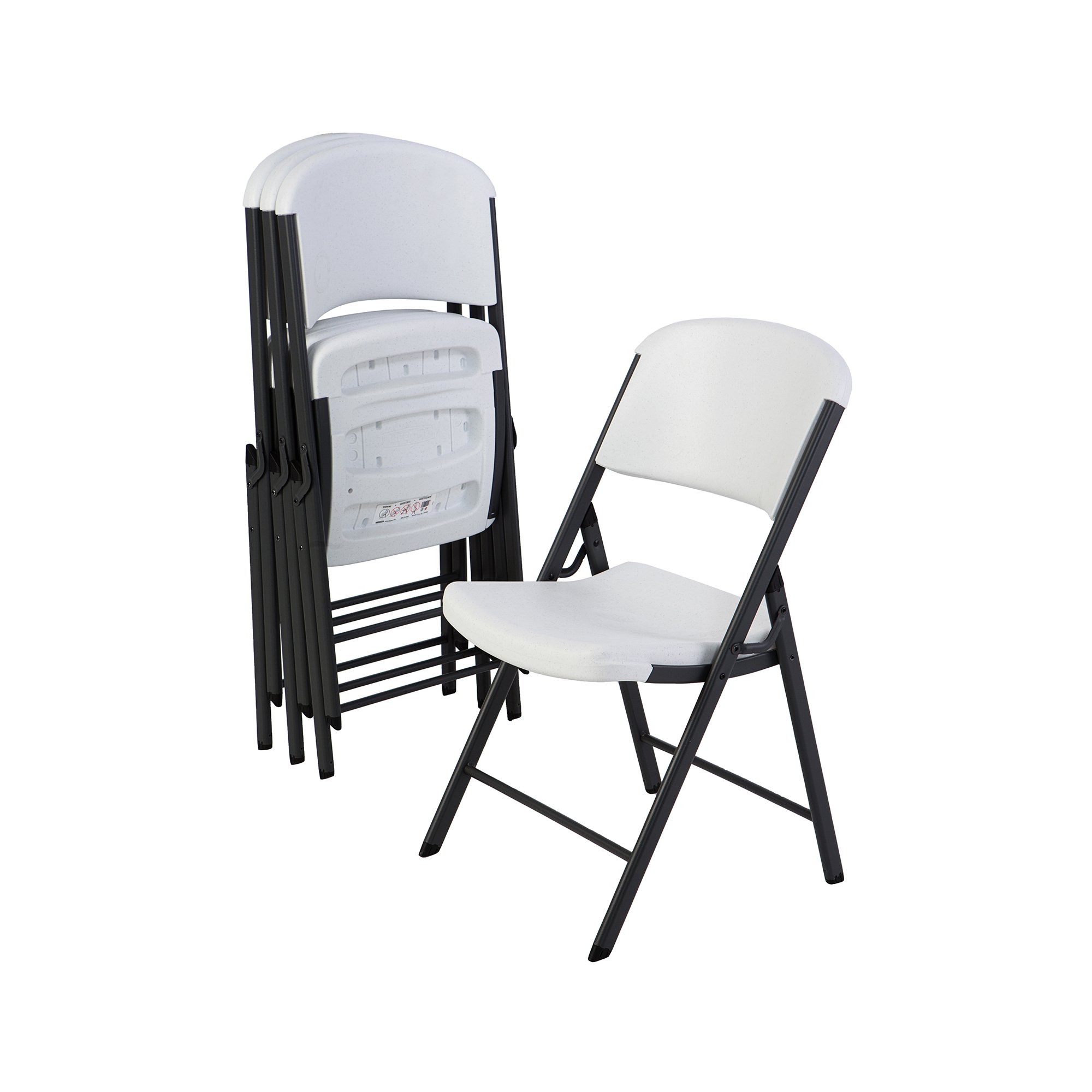 Lifetime Commercial Grade Folding Chair, 4 Pack, White Granite