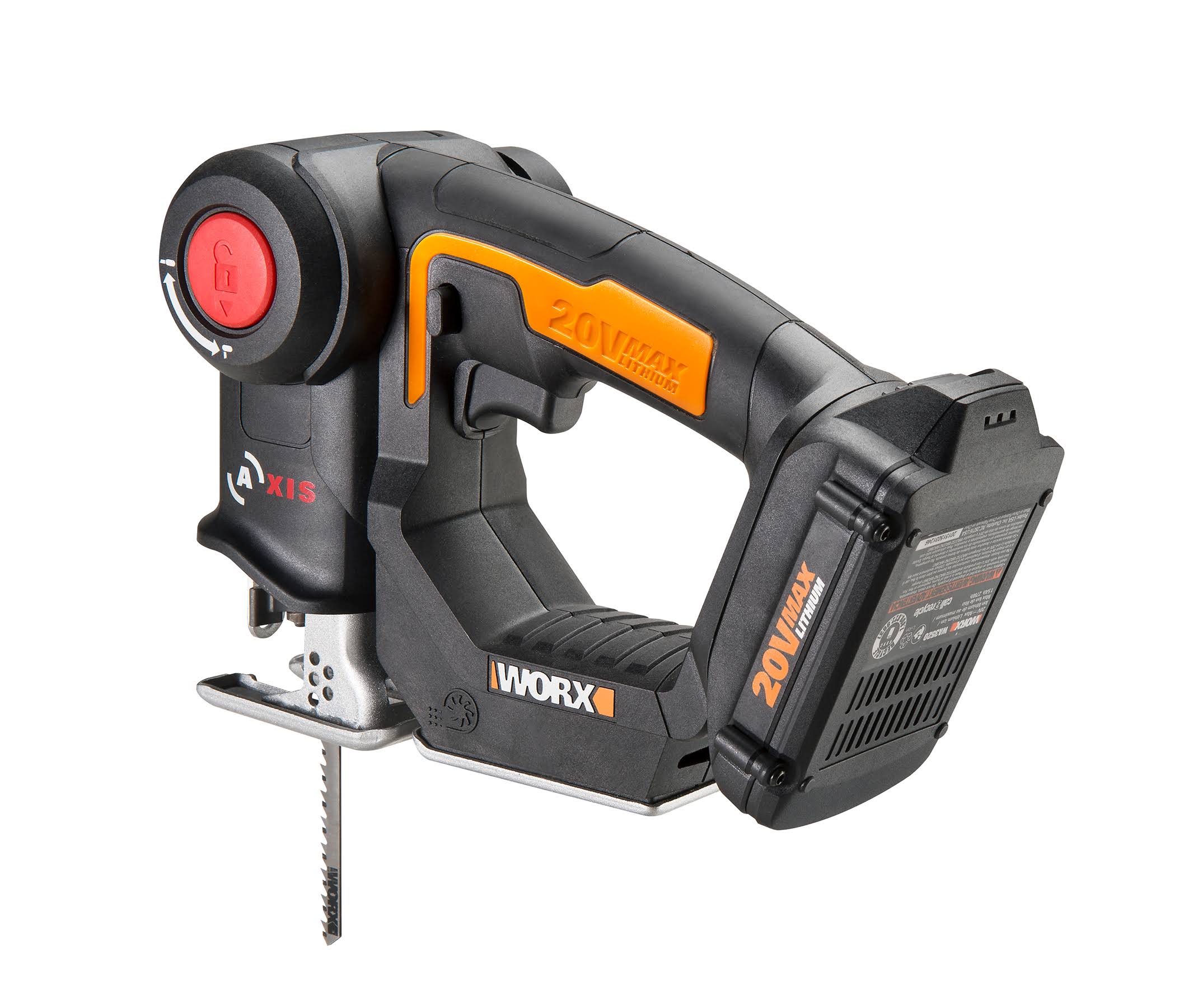 WORX WX550L 20V AXIS 2-in-1 Reciprocating Saw and Jigsaw with Orbital Mode, Variable Speed and Tool-Free Blade Change