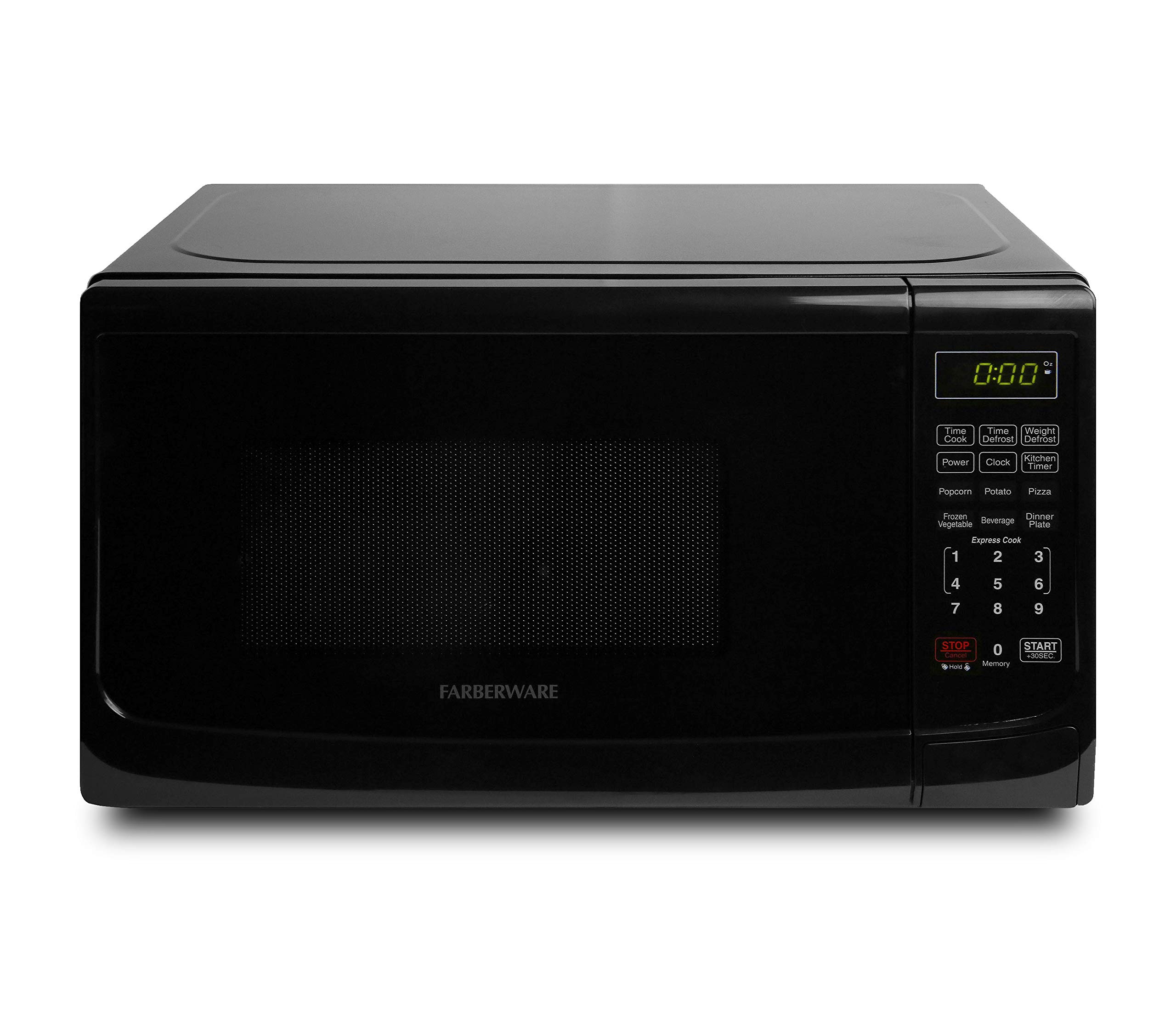 Farberware Compact Countertop Microwave Oven, 0.7 Cu. Ft. 700-Watt with LED Lighting, Child Lock, Easy Clean Grey Interior, Retro Black