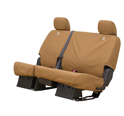 Covercraft Carhartt SeatSaver Custom Seat Covers | SSC8429CABN | 2nd Row 60/40 Bench Seat | Fits Select Chevrolet Silverado/GMC Sierra Crew Cab Models, Brown