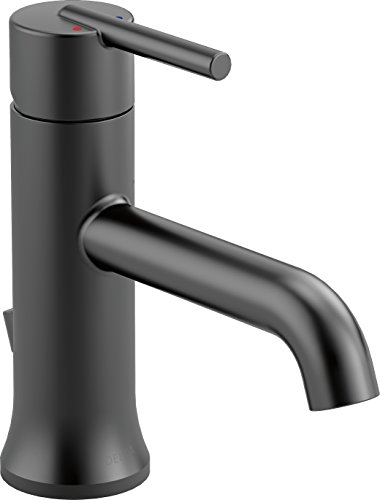 Delta Faucet Trinsic Matte Black Bathroom Faucet, Single Hole Bathroom Faucet, Single Handle Bathroom Faucet, Metal Drain Assembly, Matte Black 559LF-BLMPU