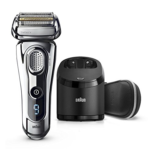 Braun Electric Razor for Men By , Series 9 9296CC Electric Shaver With Precision Trimmer, Rechargeable, Wet & Dry Foil Shaver, Clean & Charge Station & Leather Travel Case