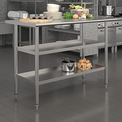 Flash Furniture Stainless Steel 18 Gauge Work Table with Undershelf - NSF Certified - 72" W x 30" D x 34.5" H