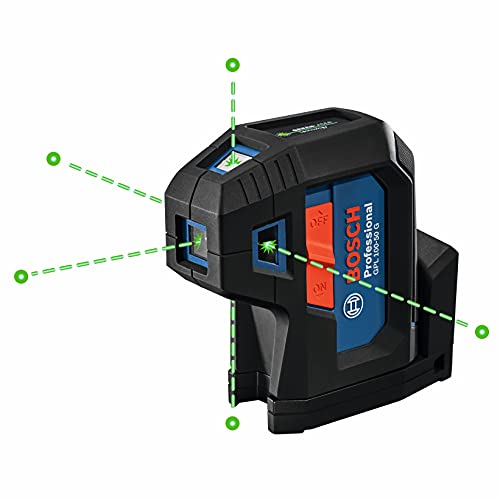 Bosch GPL100-50G 125ft Green 5-Point Self-Leveling Laser with VisiMax Technology and Integrated 360° MultiPurpose Mount