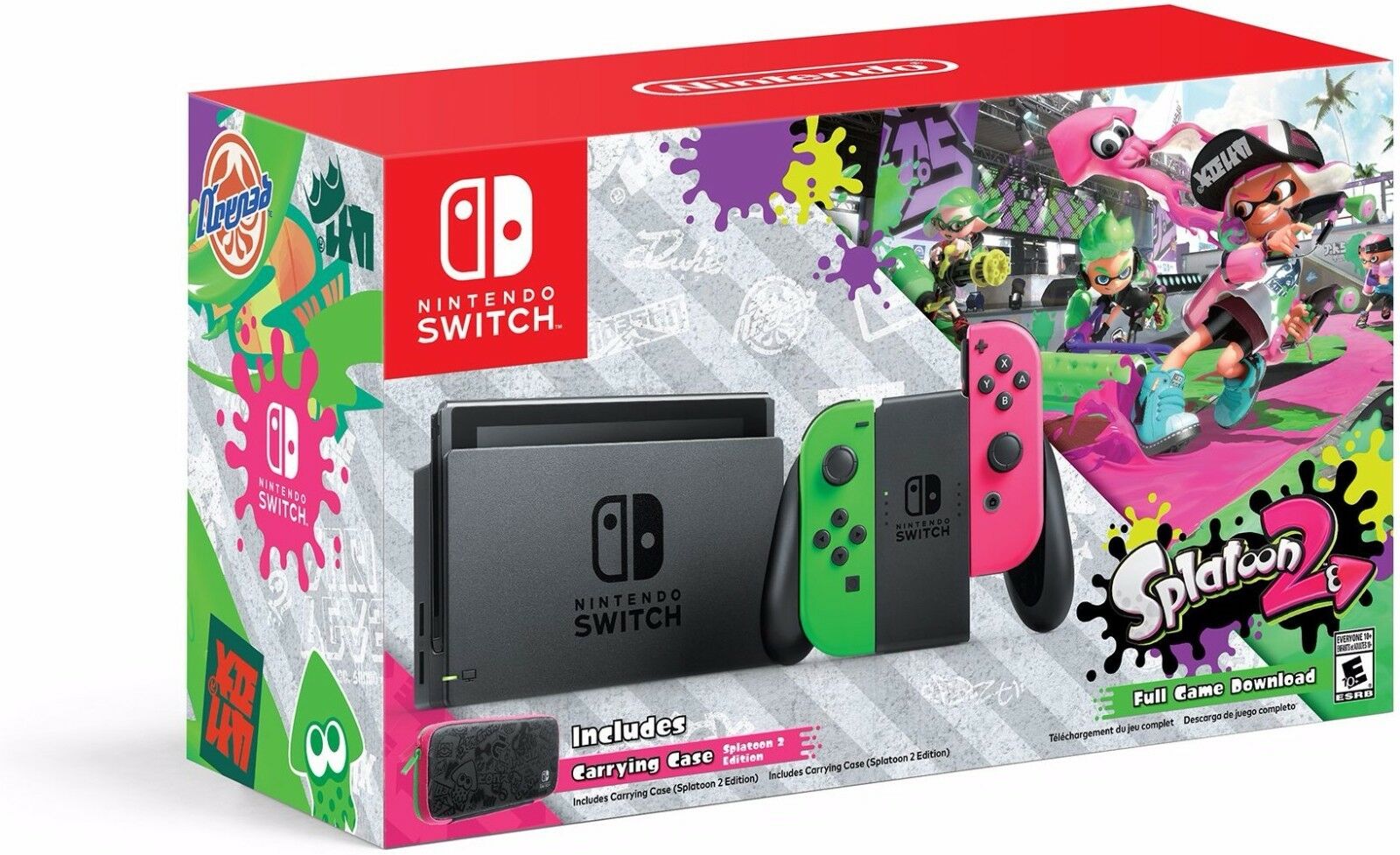 Nintendo Switch Hardware with Splatoon 2 + Neon Green/Neon Pink Joy-Cons (Switch)