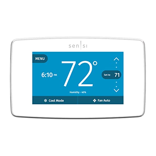 Emerson Sensi Touch Wi-Fi Smart Thermostat with Touchscreen Color Display, Works with Alexa, Energy Star Certified, C-wire Required, ST75W , White