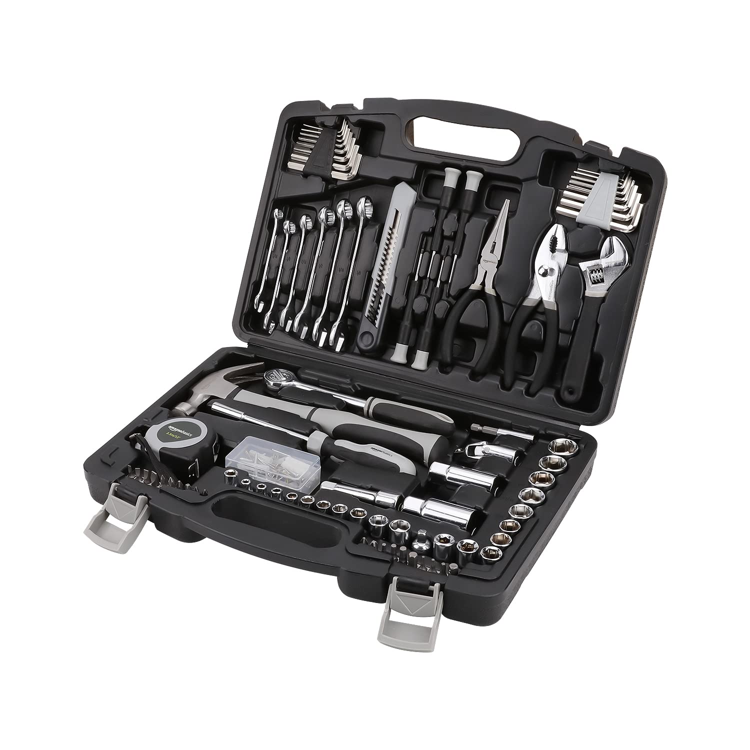 Amazon Basics General Household Home Repair and Mechanic's Hand Tool Kit Set