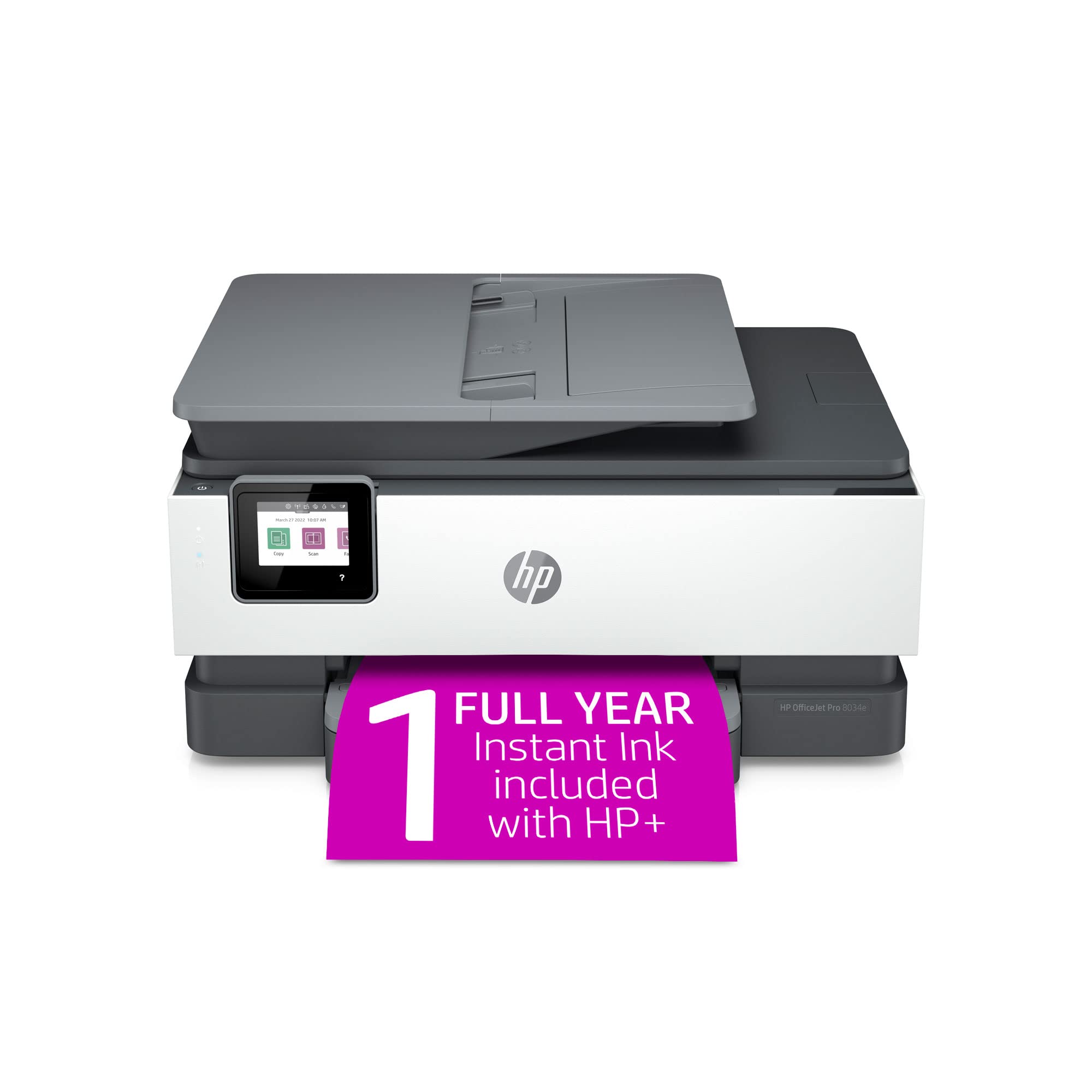 HP OfficeJet Pro 8034e Wireless Color All-in-One Printer with 1 Full Year Instant Ink
