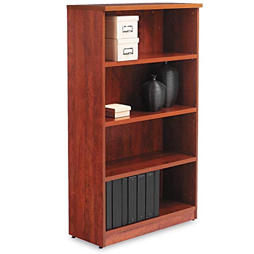 Alera Valencia Series Bookcase/Storage Cabinet, 4 Shelves, 32 W by 14 1/2 D by 56 H, Medium Cherry
