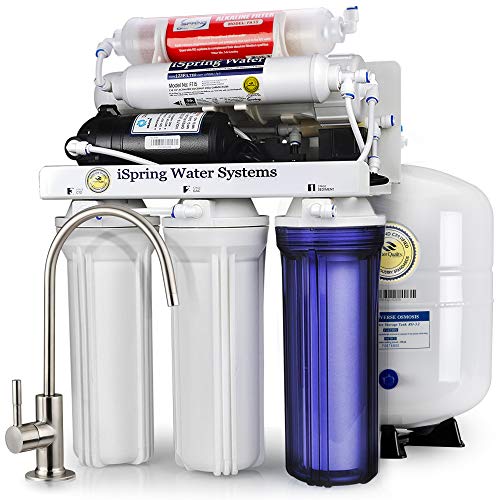 iSpring RCC7P-AK Boosted Performance Under Sink 6-Stage Reverse Osmosis Drinking Filtration System and Ultimate Water Softener with Alkaline Remineralization, and Pump, WQA Gold Seal Certified