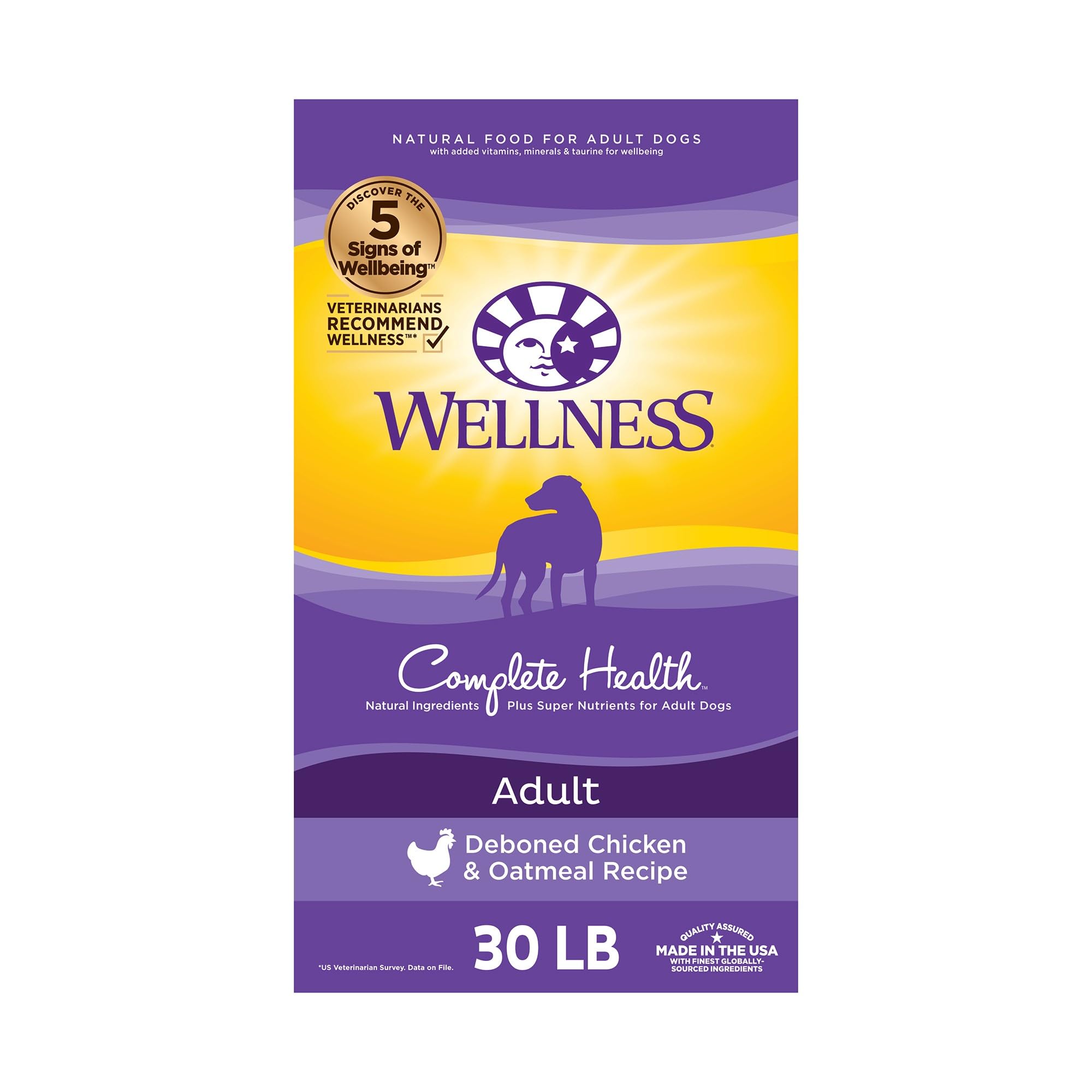 Wellness Complete Health Chicken & Oatmeal Natural Dry Dog Food, 30-Pound Bag (Packaging may vary)