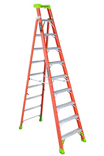 Louisville Ladder 10-Foot Fiberglass Cross-Step Step/Shelf Ladder, 300-Pound Capacity, Type IA, Orange, FXS1510
