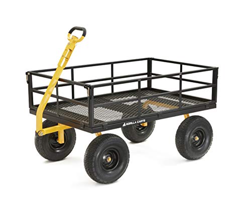 Gorilla Carts GOR1400-COM Heavy-Duty Steel Utility Cart with Removable Sides and 15