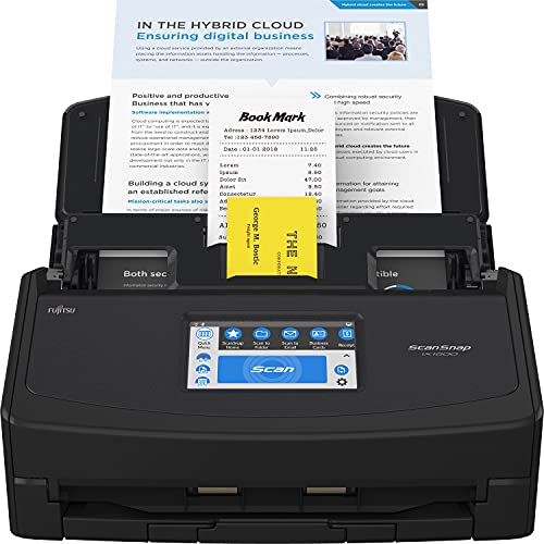 FUJITSU ScanSnap iX1600 Deluxe Versatile Cloud Enabled Document Scanner with Adobe Acrobat Pro DC for Mac or PC, Black