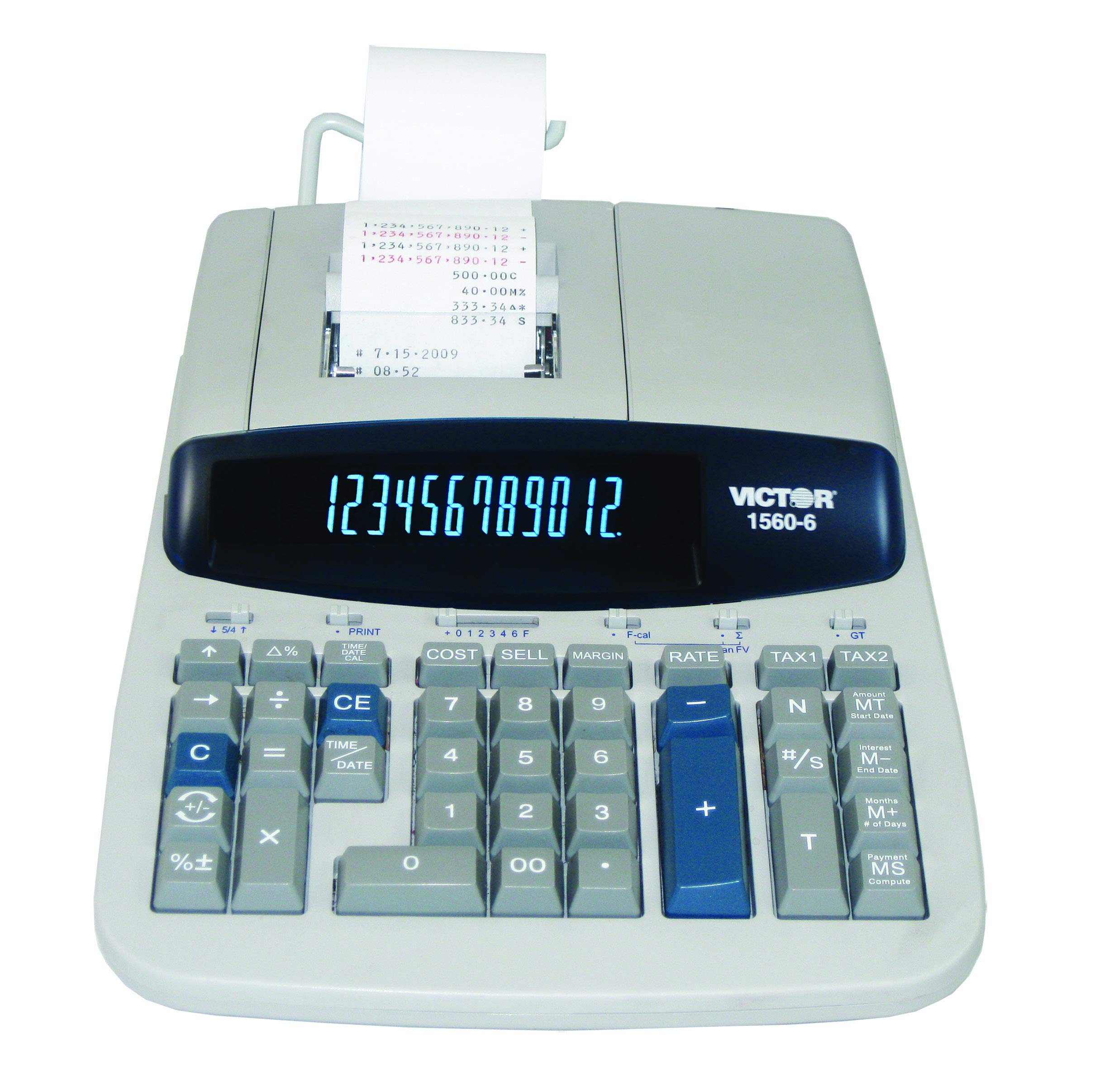 Victor 1560-6 12 Digit Heavy Duty Commercial Printing Calculator with Large Display and Loan Wizard