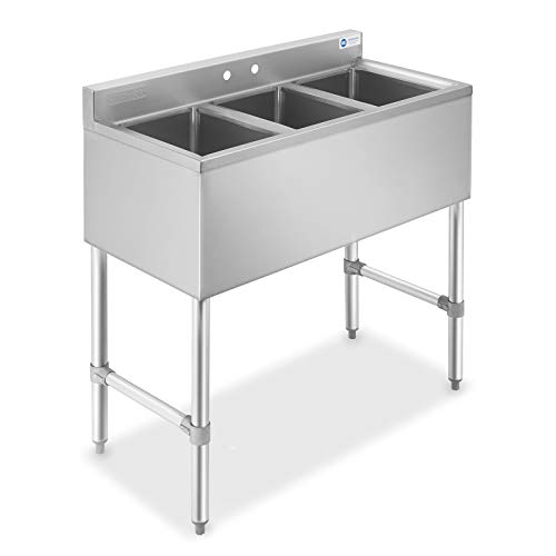 Gridmann 3 Compartment NSF Stainless Steel Commercial Bar Sink