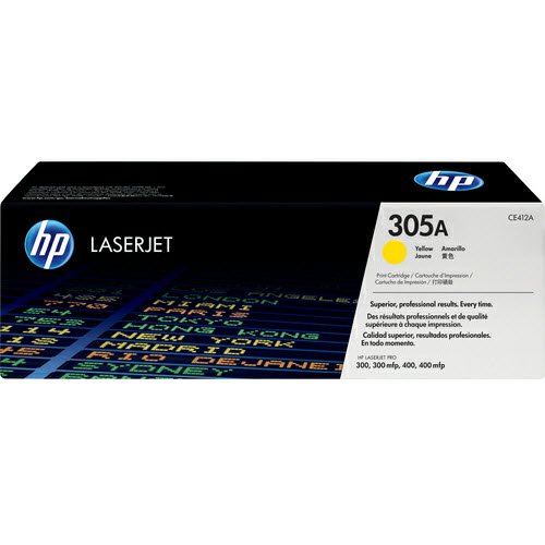 HP 305A Yellow Original Laser Toner Cartridge in Retail Packaging, CE412A