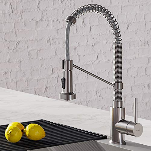 Kraus KPF-1610SS Bolden 18-Inch Commercial Kitchen Faucet with Dual Function Pull-Down Sprayhead in all-Brite Finish, 18 inch, Stainless Steel