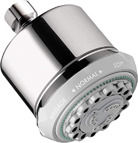 Hansgrohe Clubmaster 4-inch Showerhead Easy Install Modern 3-Spray Full, Pulsating Massage, Soft spray Easy Clean with QuickClean in Chrome, 28496001