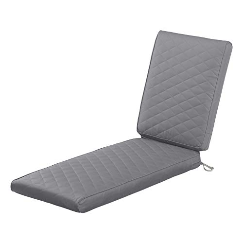 Classic Accessories Montlake Water-Resistant 80 x 26 x 3 Inch Rectangle Patio Quilted Chaise Lounge Cushion, Grey