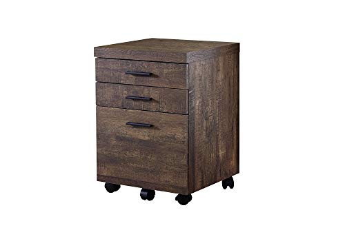 Monarch Specialties Letter/Legal-Size Lateral Filing Cabinet, 3 Drawers, Brown Wood Grain