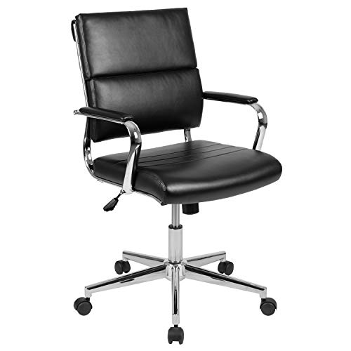 Flash Furniture Mid-Back Black LeatherSoft Contemporary Panel Executive Swivel Office Chair