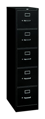 HON 5-Drawer Filing Cabinet - 310 Series Full-Suspension Letter File Cabinet, 26-1/2d, Black (H315)