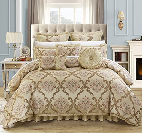 Chic Home 9 Piece Aubrey Decorator Upholstery Comforter Set Pillows Ensemble