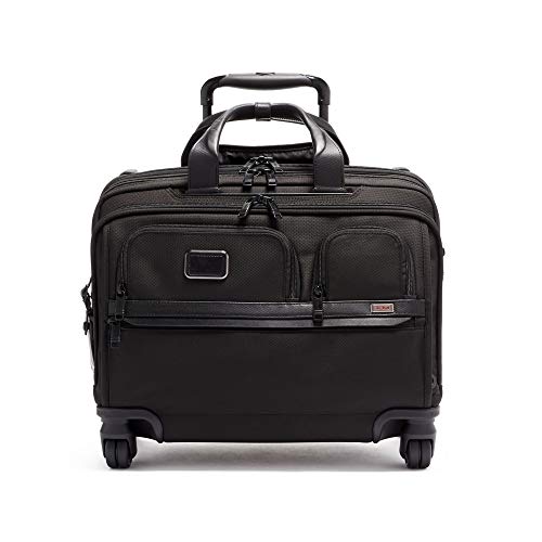 TUMI - Alpha 3 Deluxe 4 Wheeled Laptop Case Brief Briefcase - 17 Inch Computer Bag for Men and Women - Black