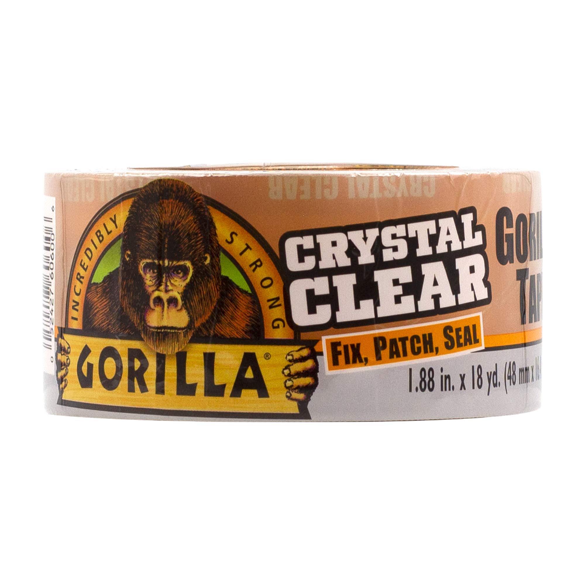 Gorilla Crystal Clear Duct Tape, 1.88” x 18 yd, Clear, (Pack of 1)