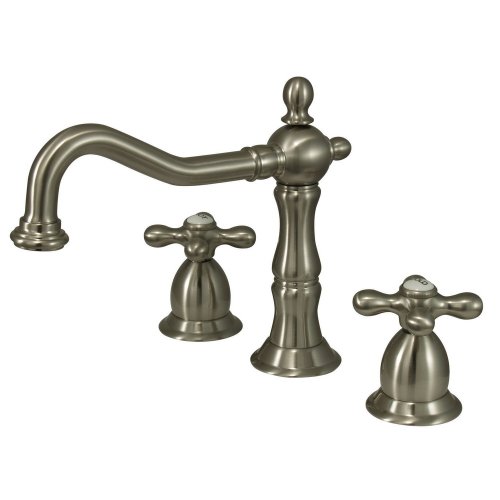 KINGSTON BRASS KS1978AX Heritage Widespread Lavatory Faucet with Metal Cross Handle, Brushed Nickel
